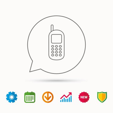 Hareket eden telefon simgesi. Anten işareti ile cep telefonu.