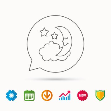 Gece ya da uyku simgesi. Ay ve yıldız işareti.