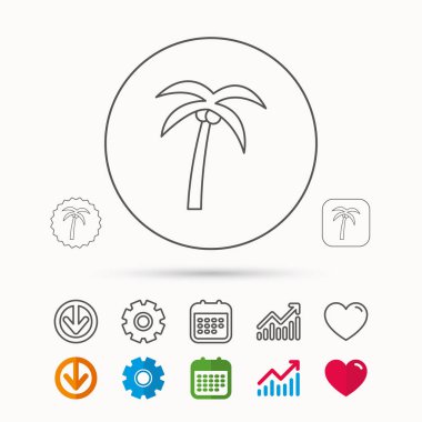 Palmiye ağacı simgesi. Seyahat ya da tatil sembolü.