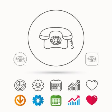 Retro telefon simgesi. Eski telefon işareti.