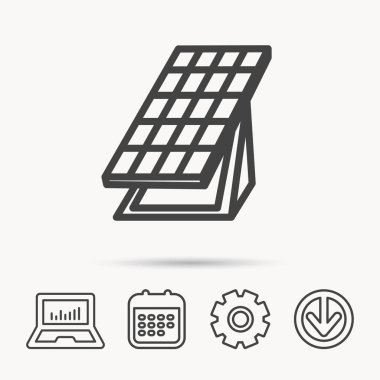 Güneş kolektörü simgesi. Güneş ışığı enerji pil.