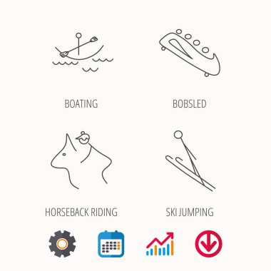 Tekne, ata binme ve kızak simgeler.