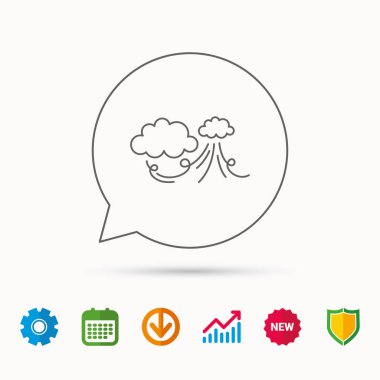 Rüzgar simgesi. Fırtına işaretiyle bulut.