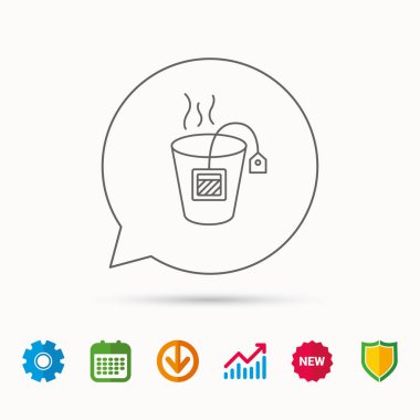 Çay poşeti simgesi. Doğal sıcak içecek işareti.