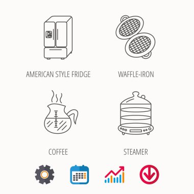 Tost makinesi, kahve ve vapur simgeleri.