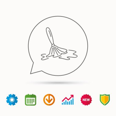 Islak temizlik simgesi. Temizlik kat aracı işareti.