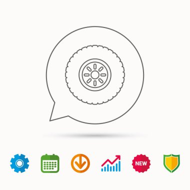 Araba tekerlek simgesi. Lastik Servisi işareti.