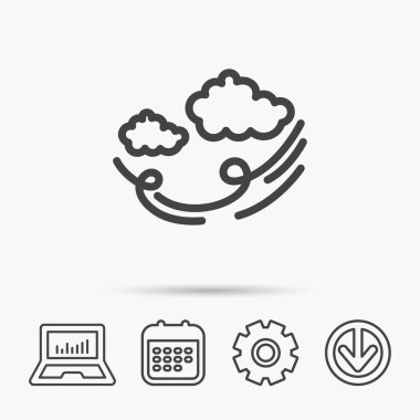 Rüzgar simgesi. Fırtına işaretiyle bulut.