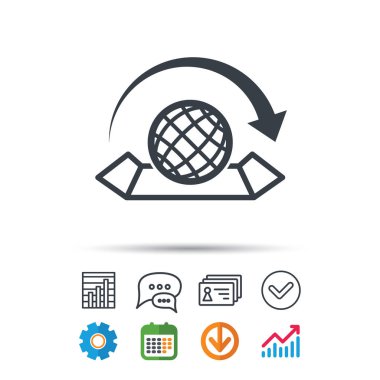 Dünya harita simgesi. Ok işareti ile dünya.