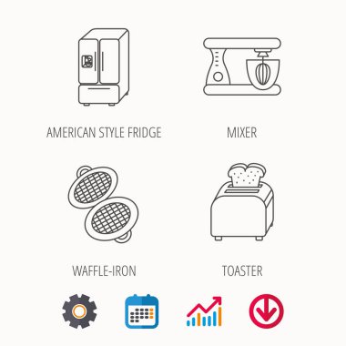 Amerikan tarzı buzdolabı, ekmek kızartma makinesi ve Mikser simgeler.