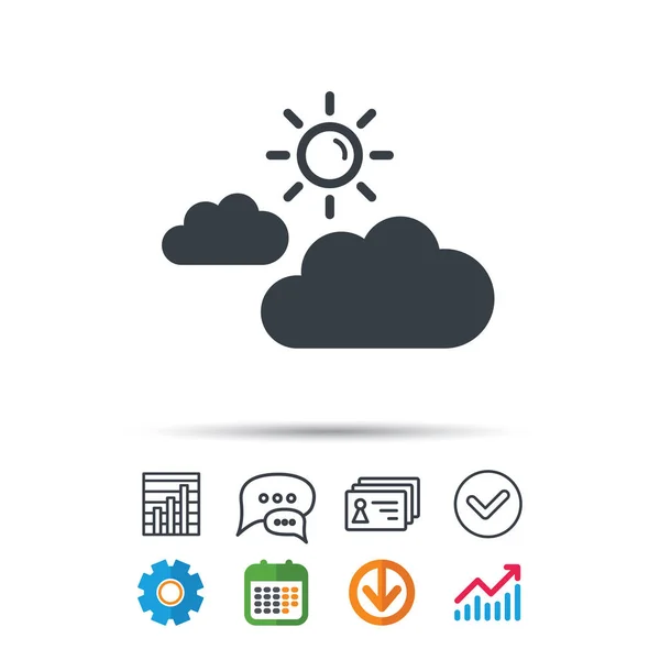 Nuvem com ícone do sol. Sinal do tempo ensolarado . — Vetor de Stock