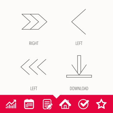 Oklar simgeler. İndirin, sol ve sağ işaret.