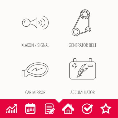 Akümülatör, klakson sinyal ve jeneratör kemer.