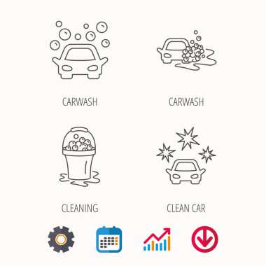 Oto yıkama simgeler. Temizleme İstasyonu lineer işaretler.