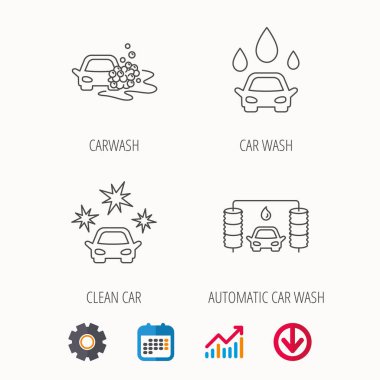 Oto yıkama simgeler. Temizleme İstasyonu lineer işaretler.