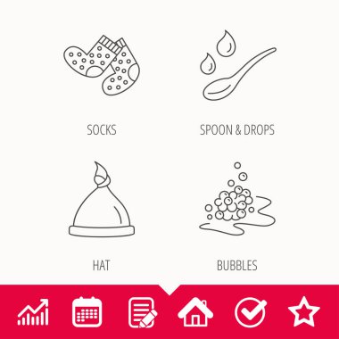 Bebek giysileri, banyo ve şapka simgeleri.