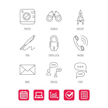 Fotoğraf, başlangıç roket ve arama simgeleri.