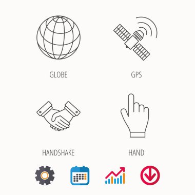 El sıkışma, Küre ve gps uydu simgeleri.