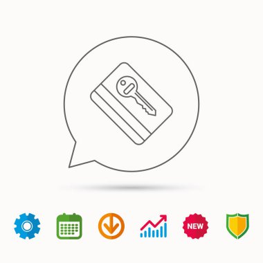 Elektronik anahtar simgesi. Otel odası kart işareti.