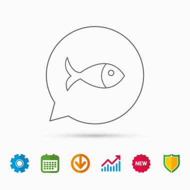 Balık simgesi. Deniz ürünleri işareti. Vejetaryen yiyecekler sembolü.