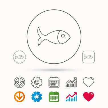 Balık simgesi. Deniz ürünleri işareti. Vejetaryen yiyecekler sembolü.