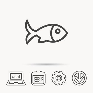 Balık simgesi. Deniz ürünleri işareti. Vejetaryen yiyecekler sembolü.