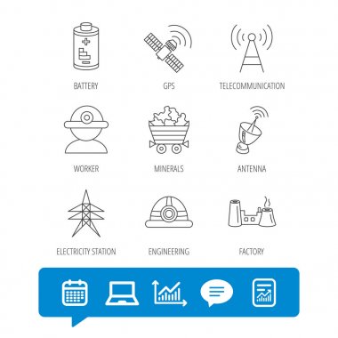 İşçi, mineraller ve mühendislik dümen simgeleri.