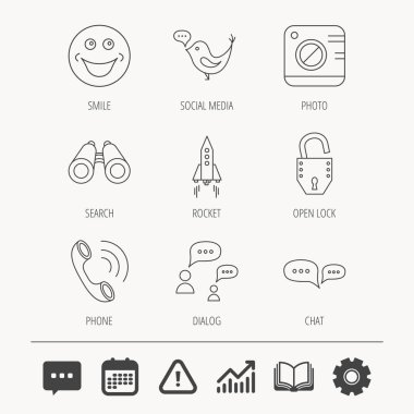 Çağrı telefon, konuşma balonu ve fotoğraf simgeler sohbet.