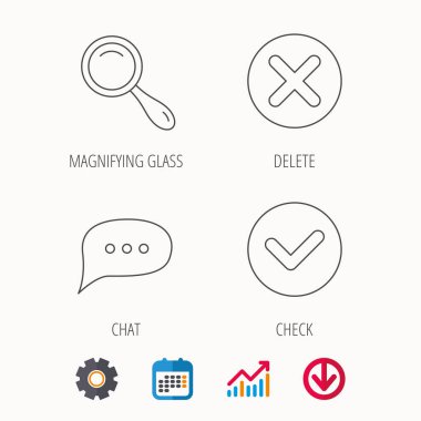 Silmek, kontrol ve konuşma balonu simgeler sohbet.