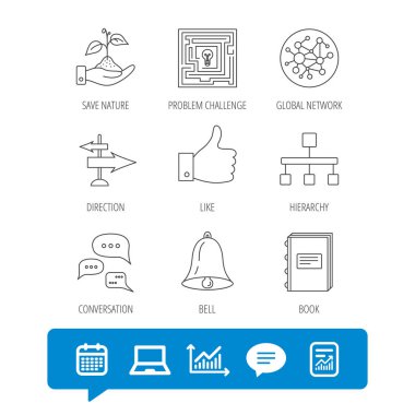 Global ağ gibi ve konuşma simgeler.