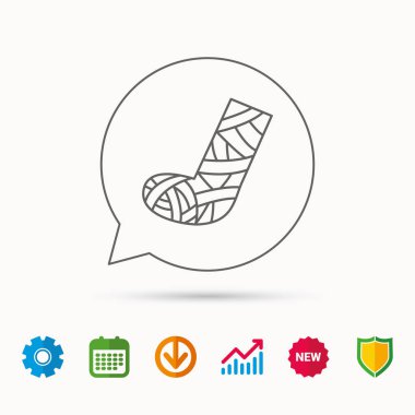 Alçı veya döküm ayak simgesi. Kırık bacak işareti.