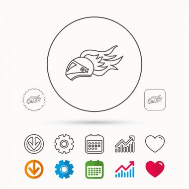 Yangın simgesi kask. Motosiklet spor işareti.