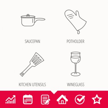 Tencere, potholder ve bardağı simgeleri.