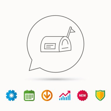 Bayrak simgesi ile posta kutusu. E-posta kutusu işareti sonrası.