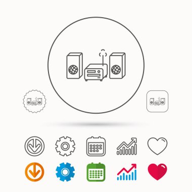 Müzik Merkez kutsal kişilerin resmi. Stereo sistemi işareti.