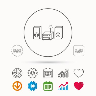 Müzik Merkez kutsal kişilerin resmi. Stereo sistemi işareti.