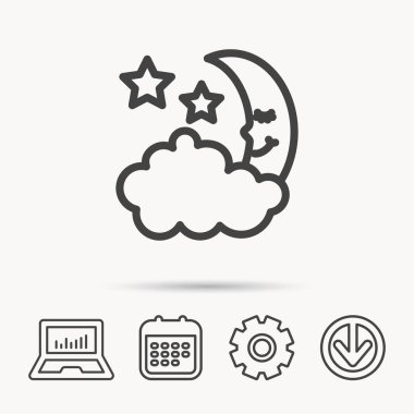 Gece ya da uyku simgesi. Ay ve yıldız işareti.