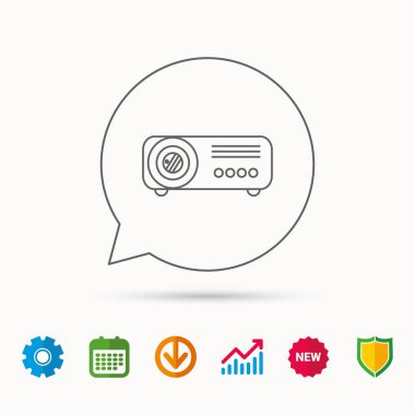 Projektör simgesi. Video sunumu aygıt işareti.