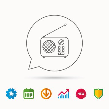 Radyo simgesi. Retro müzik alıcısı işareti.