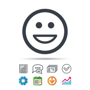 Mutlu gülümseme simgesi. Smiley kahkaha ifade işareti.