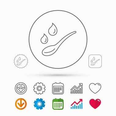 Kaşık su ile simge bırakır. Bebek ilaç dozu.