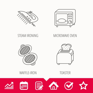 Mikrodalga fırın, tost makinesi- ve ekmek kızartma makinesi simgeleri.