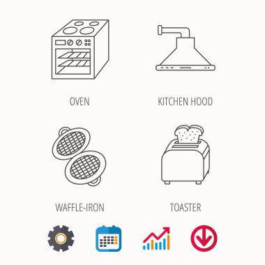 Fırın, ekmek kızartma makinesi ve tost makinesi-simgeleri.