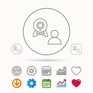 Görüntülü sohbet simgesi. Webcam sohbet işareti.