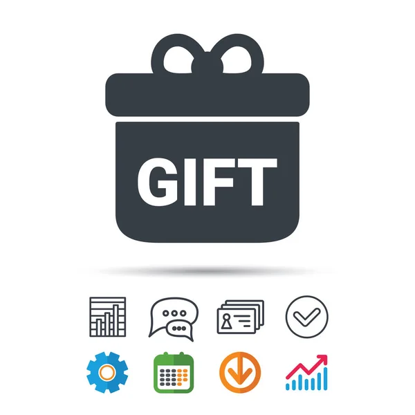 Gift icon. Present box with bow sign. — Stock Vector