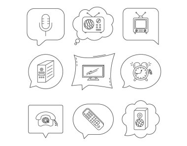 TV uzaktan, retro telefon ve radyo simgeler.