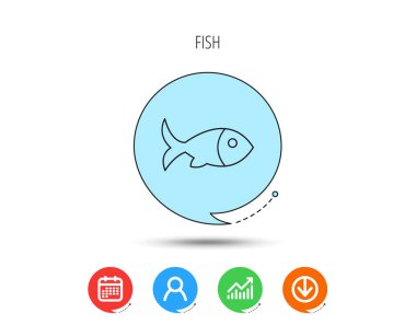 Balık simgesi. Deniz ürünleri işareti. Vejetaryen yiyecekler sembolü.