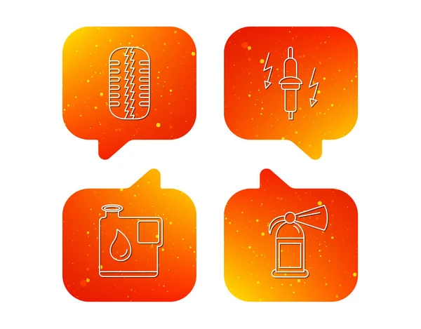 Wheel, fire extinguisher and spark plug icons. — Stock Vector