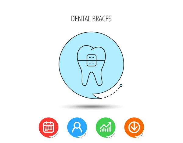 Dental braces icon. Tooth healthcare sign. — Stock Vector