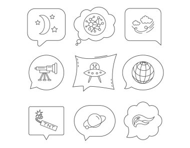 UFO, gezegen ve teleskop simgeler. Genel ağ.